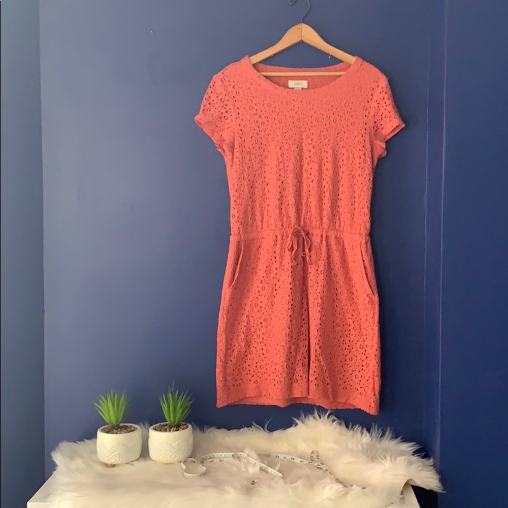 The Loft // coral eyelet dress